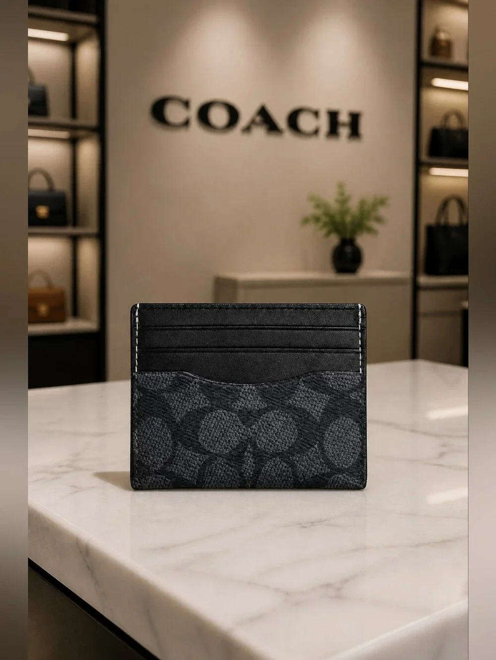Coach Slim Id Card Case In Signature Canvas NWT